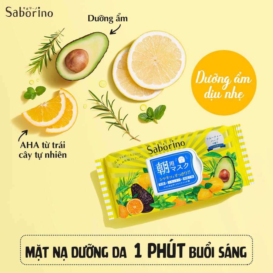 Mặt Nạ Dưỡng Ẩm Buổi Sáng Hương Trái Cây Saborino Morning Facial Sheet Mask 304g (Gói 32 Miếng)