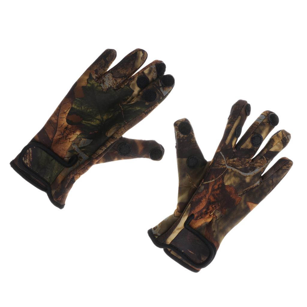 1 Pair Fishing Gloves Anti Slip Warm Cycling 3 Half-Finger Gloves M Camo