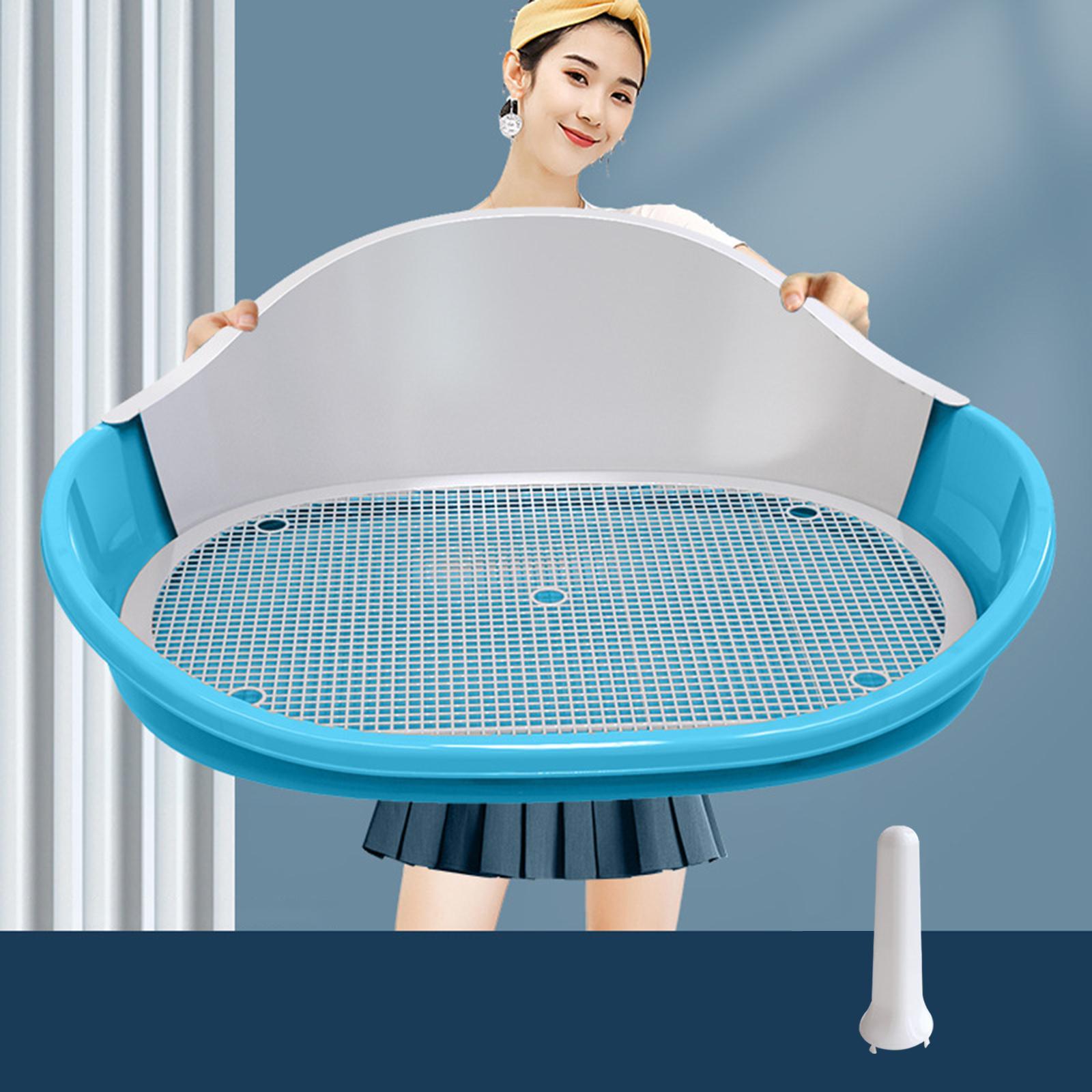 Dog Toilet with Urinary Column Dog Litter Tray Mesh Grids Potty Trainer Blue