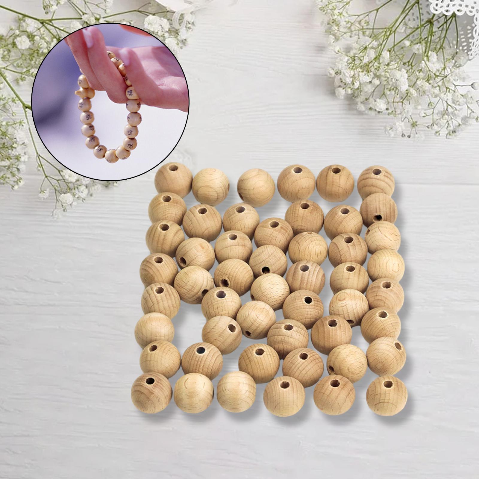 50x Wooden Beads Spacer Beads Craft Round Beads Unfinished Wood Beads for Tiered Tray Decor Party Holiday Decoration Supplies