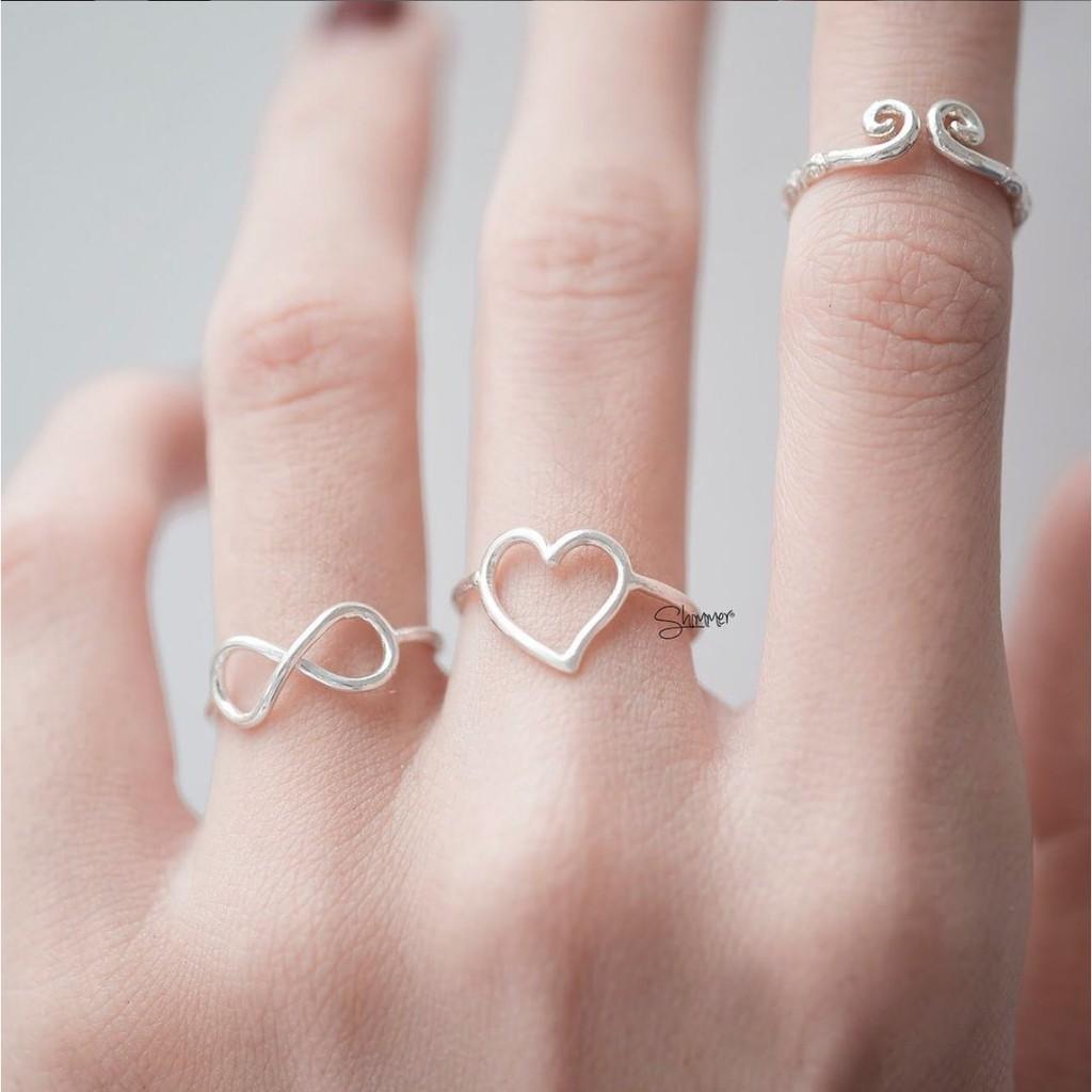 Nhẫn bạc 925 Line Heart 2 - Shimmer Silver