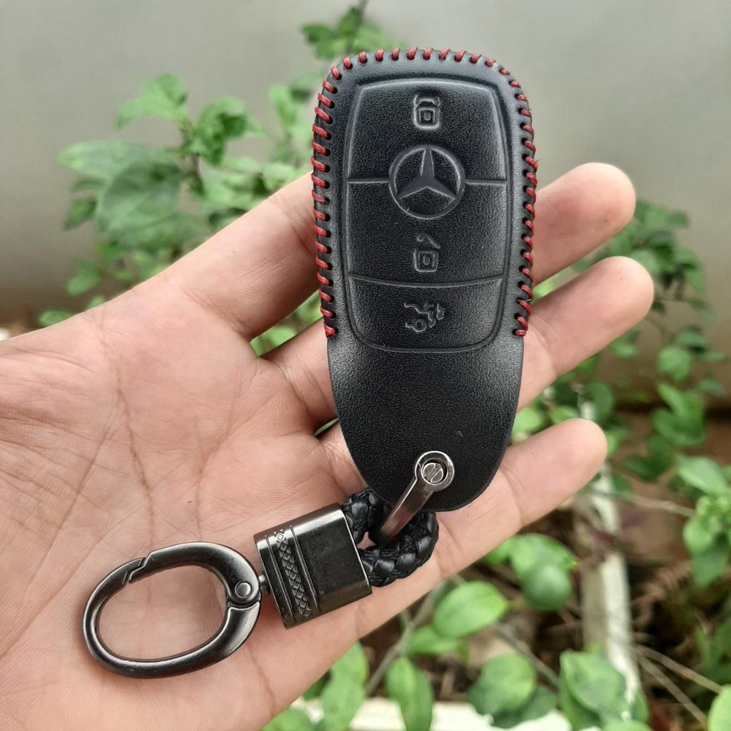 Bao da chìa khoá Mercedes handmade da thật, bao da chìa khoá Mec có khắc tên và sđt