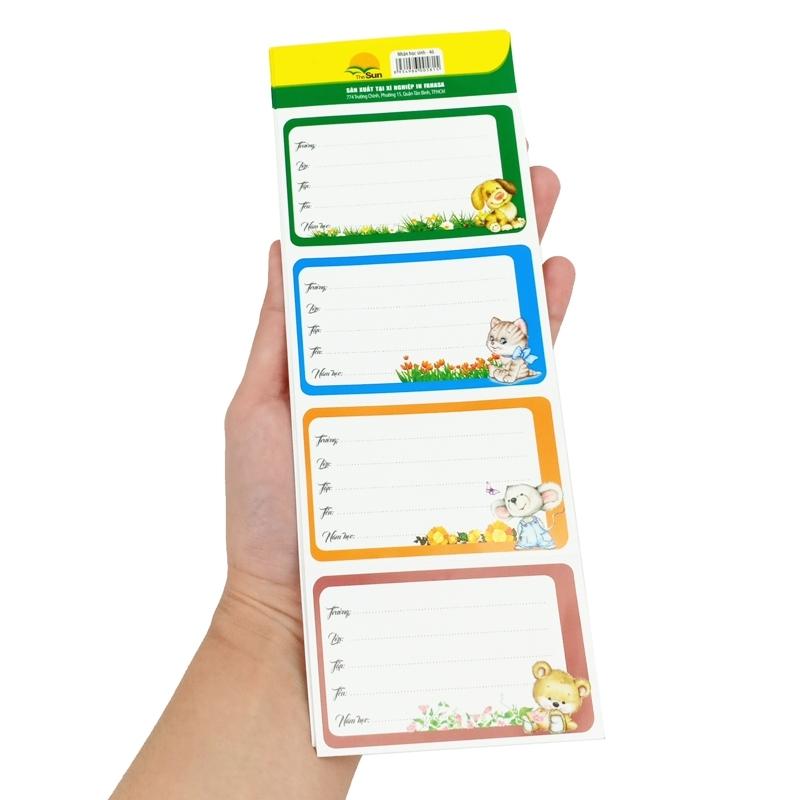 Bộ 4 Nhãn Học Sinh The Sun 4 Ô (6 Tờ/Xấp) (Mẫu Màu Giao Ngẫu Nhiên)