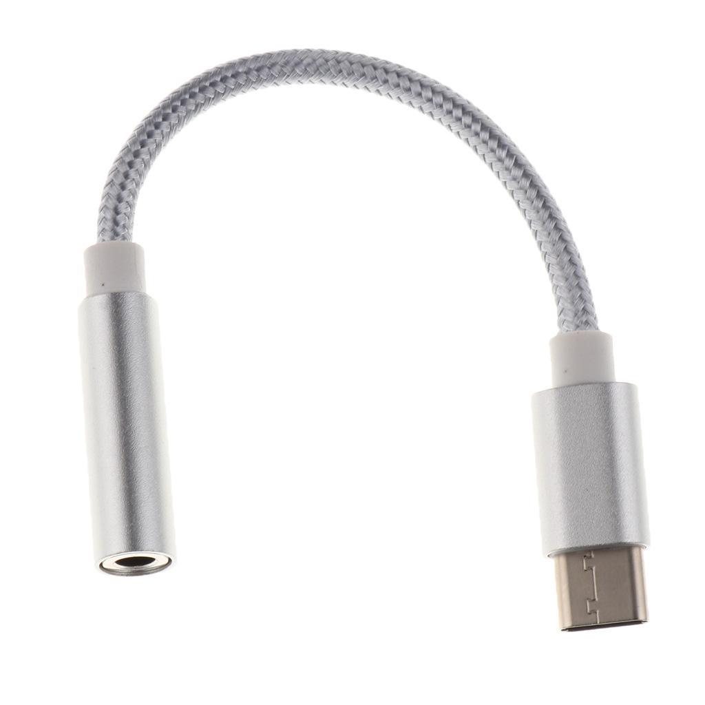 4x USB-C Type C To 3.5 Mm Headphone Jack Adapter Earphone Audio Cable Silver