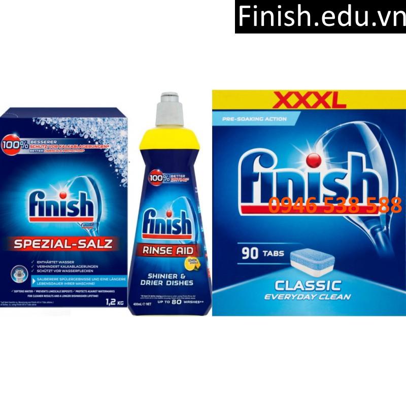 Combo 90 viên rửa bát finish classic + muối Finish 1.2kg + Nước làm bóng Finish 400ml dùng cho máy rửa bát