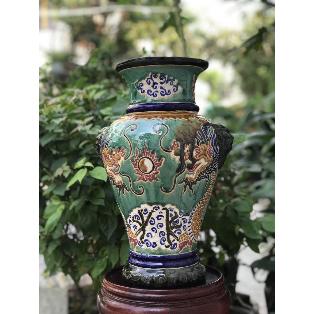 BÌNH BÁCH HOA,RỒNG,PHỤNG THON 40CM GỐM NAM BỘ DECOR TRANG TRÍ, CẤM HOA