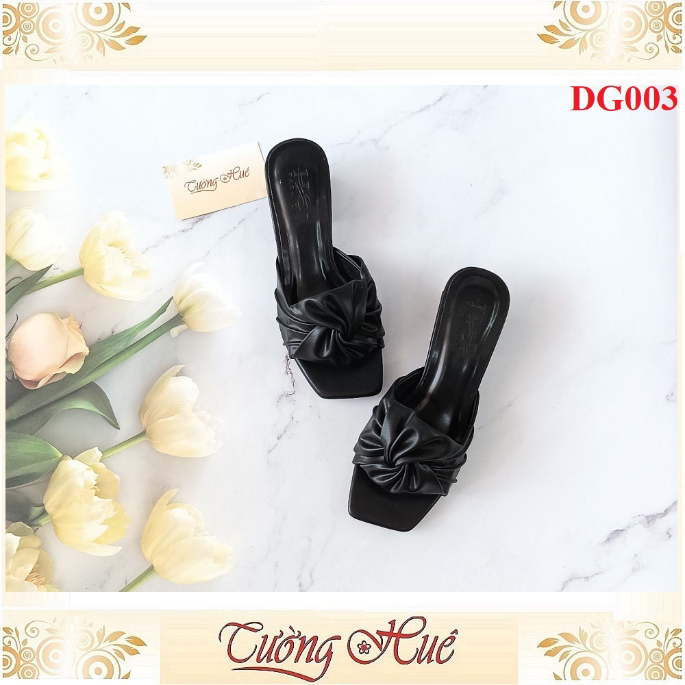 Dép Cao Gót Mũi Vuông Quai Nhún Gót Vuông Cao 3CM - DG003