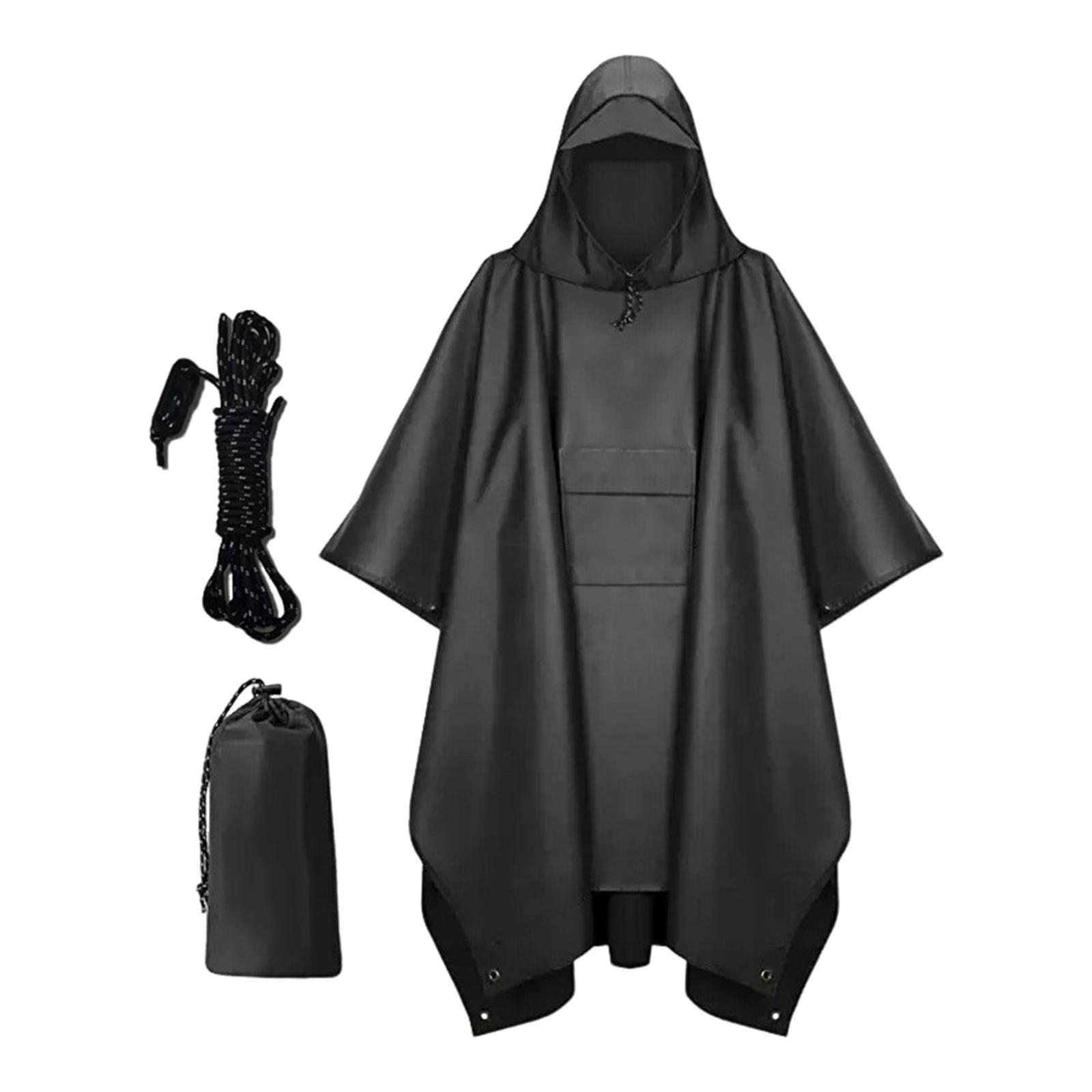 Hooded Rain Poncho Portable Rain Cape Water Resistant Rainwear for Men Women