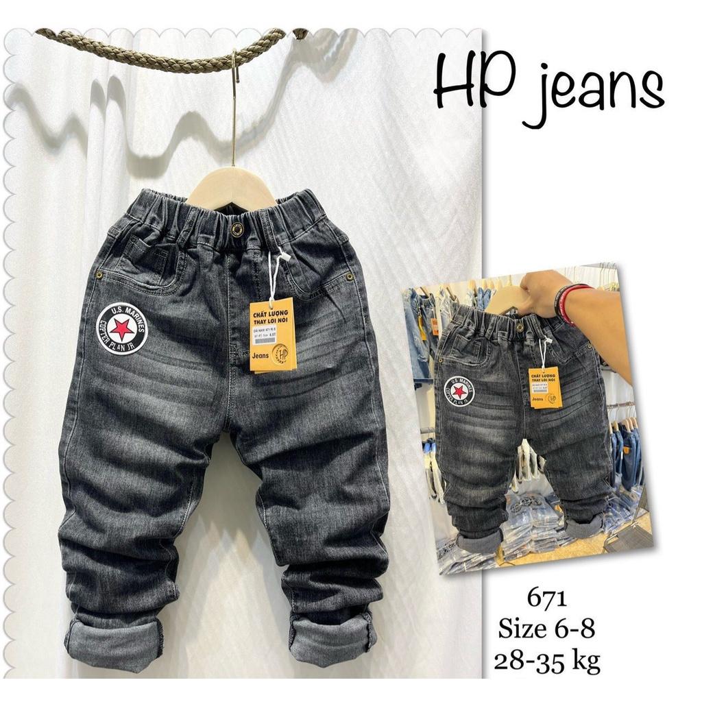 Quần jeans dài cho bé trai phối đồ đi chơi dự tiệc bigsize 23-30kg chất co giãn thoải mái