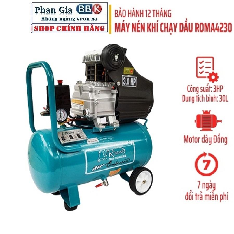 [chính hãƞg] Máy Nén Khí Có Dầu Liền Trục ROMANO 3.0 HP 30L, máy nén khí 100% dây đồng, Bảo hành 1 Năm