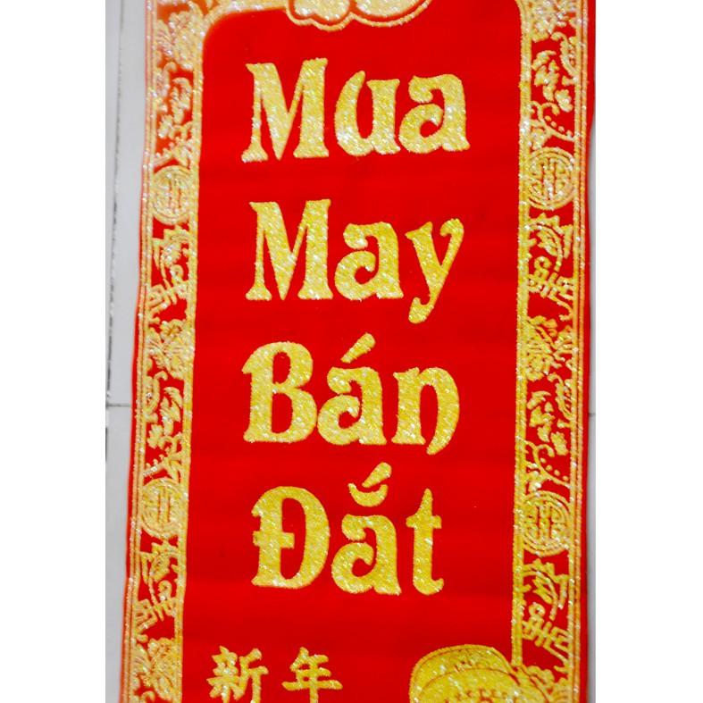 Liễn nhung đỏ trang trí- Mua May Bán Đắt-Tiền Vô Như Nước-khổ 25x55cm