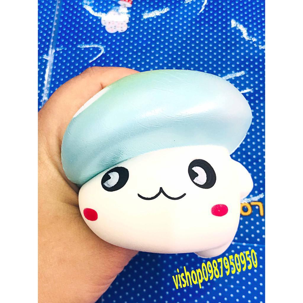 Siêu rẻ SQUISHY NẤM ĐỘI MŨ XANH mắt lagn (thaolinh950) Siêu rẻ