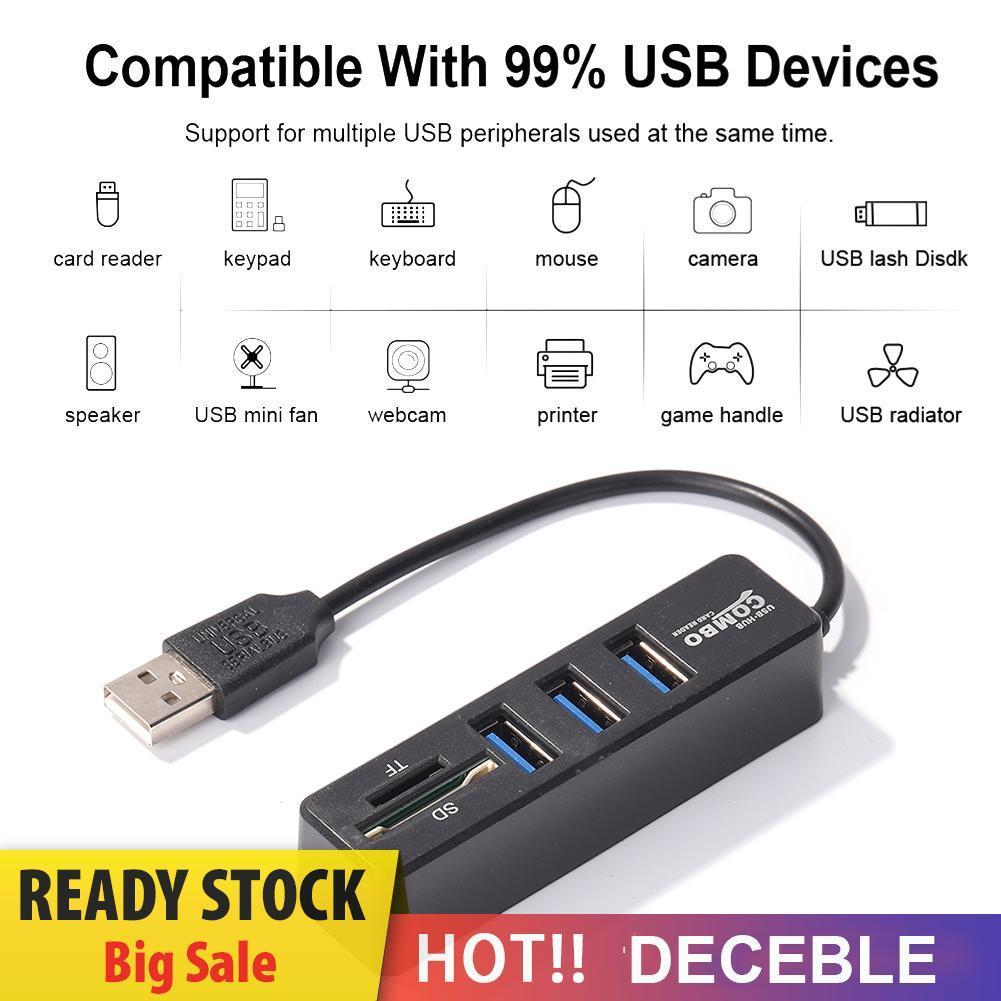 Hub Chia 5 / 8 Cổng Usb 2.0 Tích Hợp Đầu Đọc Thẻ Nhớ Tiện Dụng