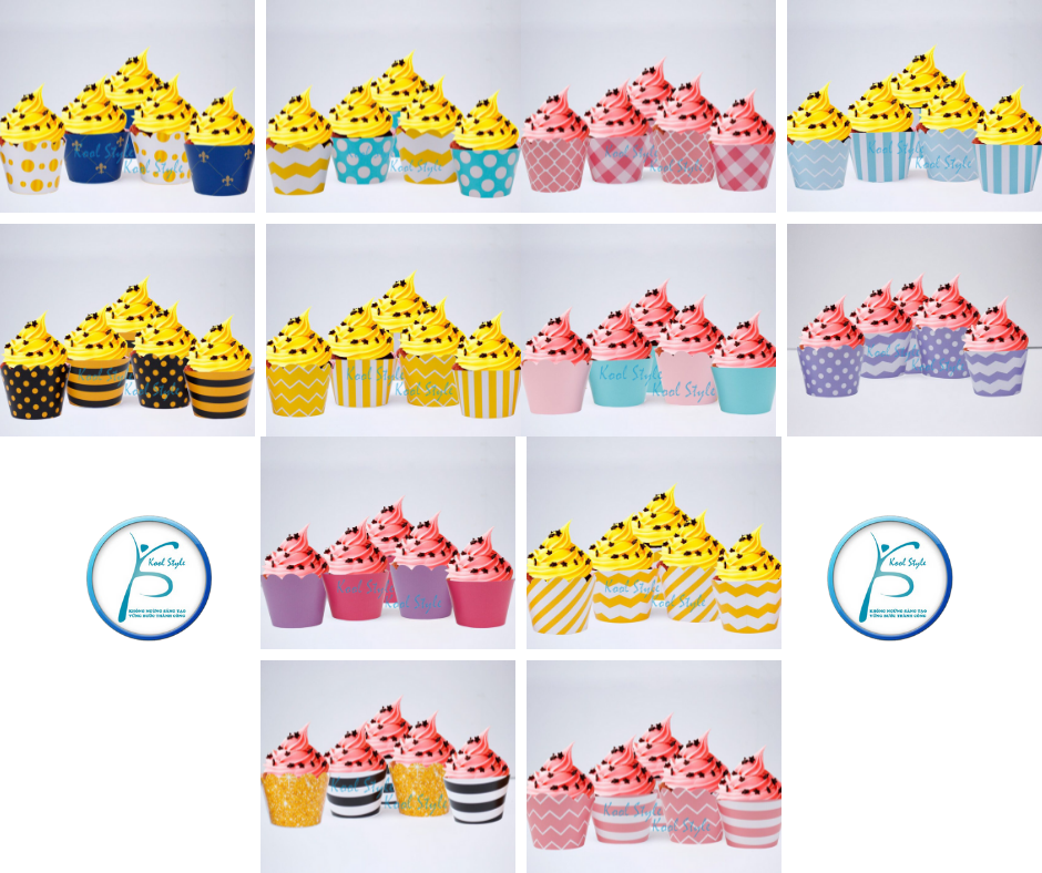 Vỏ Bánh Cupcake Màu Nền 12 cái - Kool Style