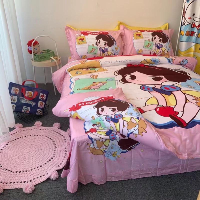 Bộ Chăn Ga Gối Cotton Disney 100%cotton Hàng Nhập Khẩu Cao Cấp 4 Món Công Chúa Bạch Tuyết