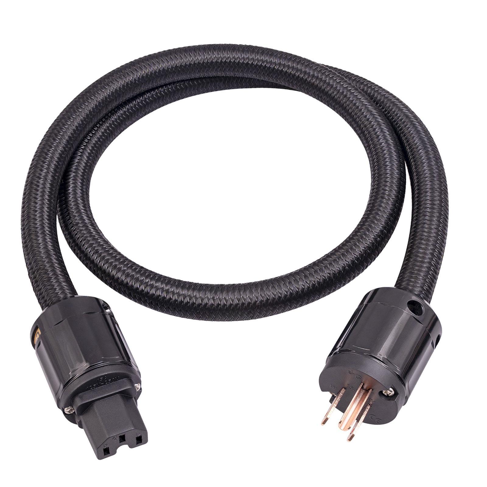 HiFi Audio Power Cord HiFi Audiophile Power Cord Male to Female Copper Replacement Audio Cable 1/2/3M Braided Sleeves 12AWG HiFi Power Cable