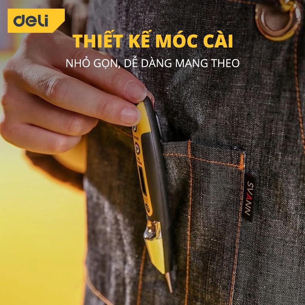Bút Thử Điện Hàng Nhập khẩu Deli 12-250V - Màn Hình LED Kỹ Thuật Số Hiển Thị Thuận Tiện