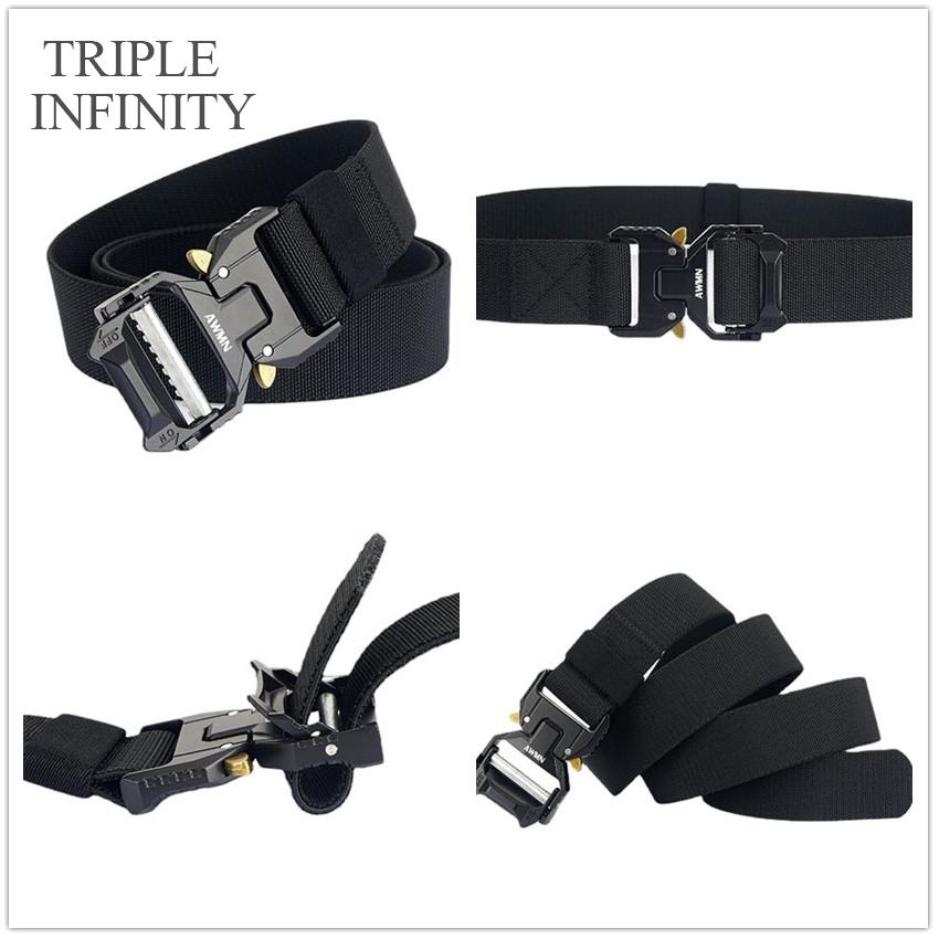 Bộ Ba Vô Cực Mới Thun Quần Jean Nam Dây Ngoài Trời Săn Bắn Khóa Kim Loại Chiến Thuật Dây Đa Chức Năng Nam Dài Vải Bố thắt Lưng