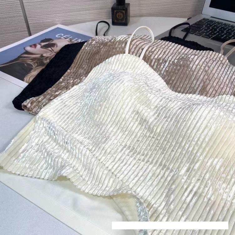 Áo Bra 2 dây NHUNG TĂM LẤP LÁNH, áo dáng lửng có đệmngực, quai có thể điều chỉnh có nhiều màu để chọn lựa, Nữ Women Top Cotton
