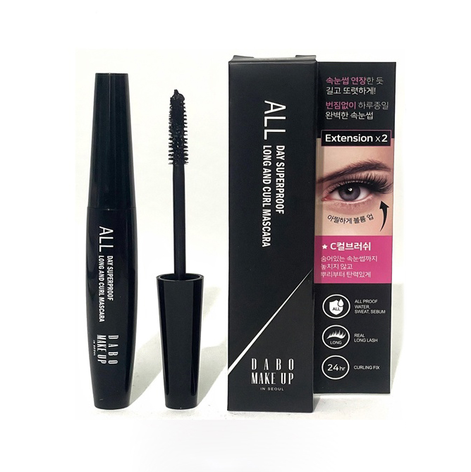 Mascara cong và dài dày mi Dabo Superproof Long and Curl - Không lem không trôi Hàn Quốc 8ml