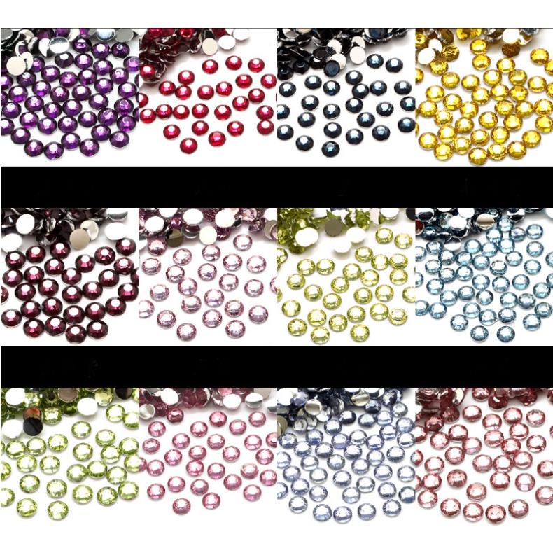 HN * Túi 200 charm hạt đá Diamond Rhinestone nhiều màu size 5mm trang trí đính nail, nạm móc khóa, DIY