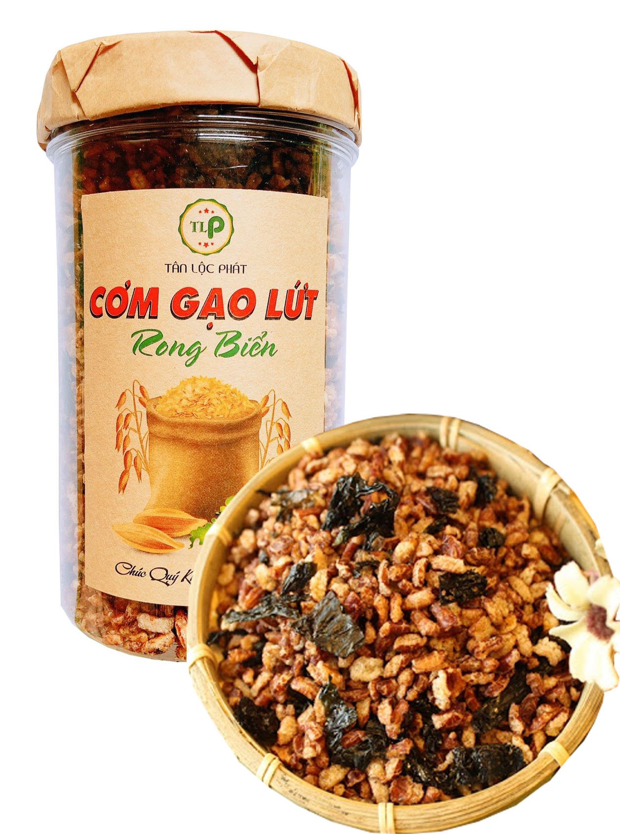 CƠM GẠO LỨT RONG BIỂN SẤY GIÒN TLP - 500G ĂN CHAY ĐƯỢC