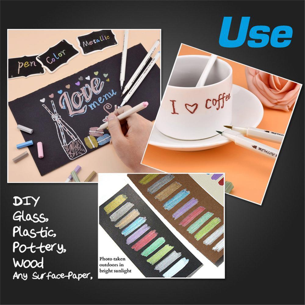 Bút lông mềm cây lẻ Lalunavn 10 màu sắc đầu Brush có nhũ STA Metallic Marker Pen Drawing - A13