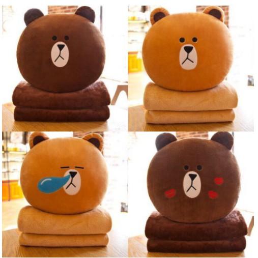 Bộ chăn gối văn phòng gấu bông Brown Siêu Yêu 3 trong 1