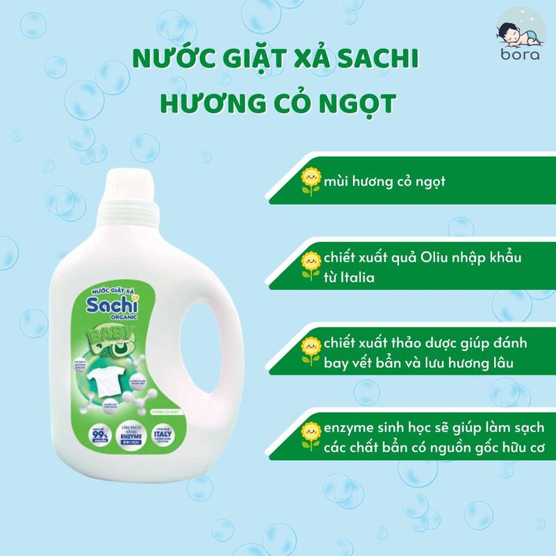 Nước giặt xả Sachi Organic dịu nhẹ cho làn da bé chai 280g và 2kg