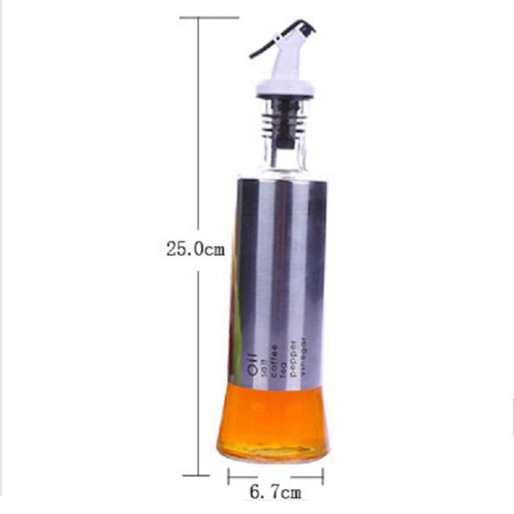 Oil Dispenser Bottle 10oz Glass Decanter for Kitchen BBQ Baking Grilling silver