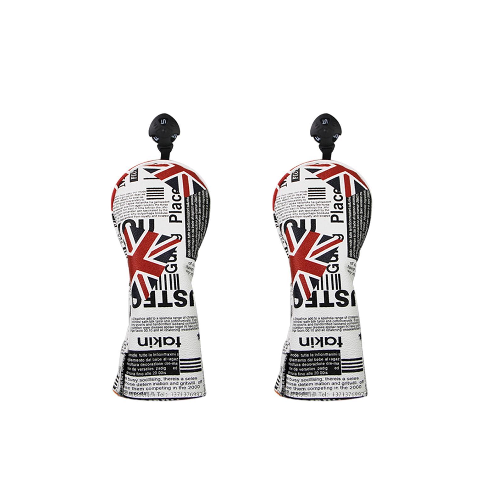 2x Durable PU Golf wood top Cover Golf Club Headcover for Travel Golf Club