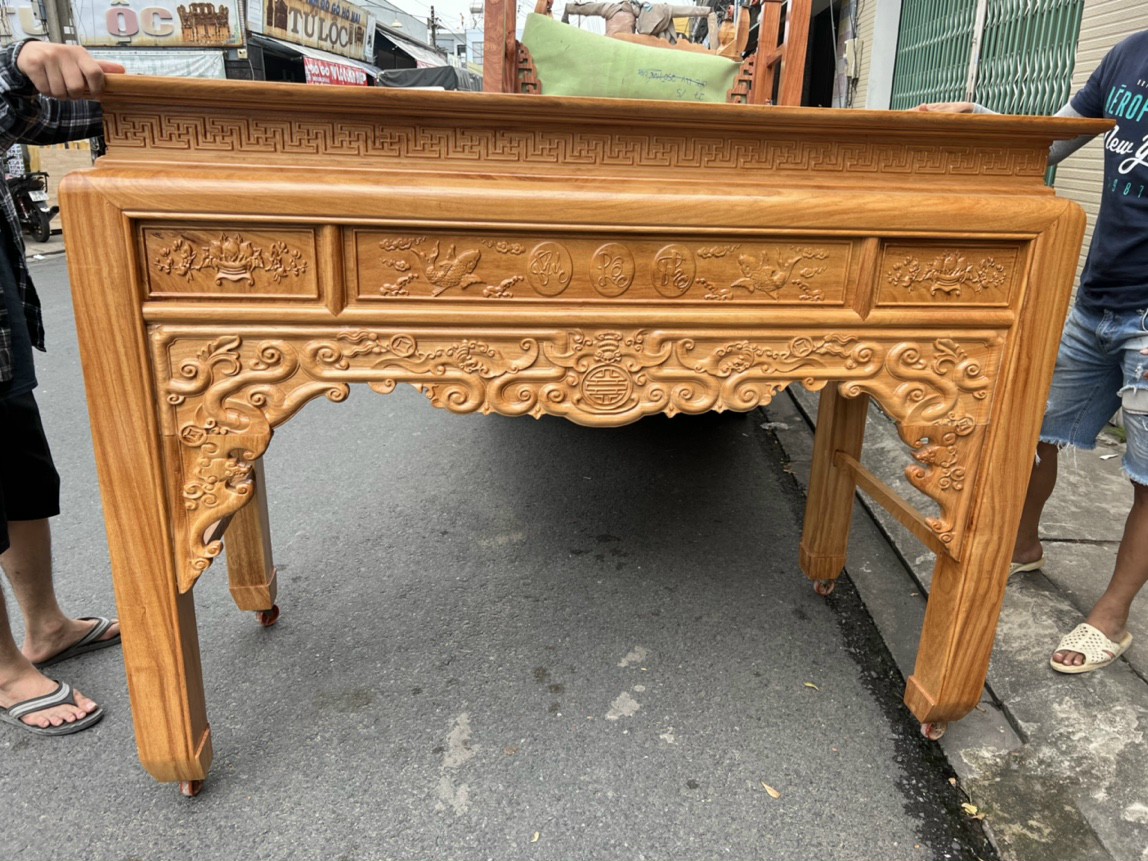 Án gian thờ gỗ gõ mẫu hiện đai,bàn thờ gỗ,bàn phật gia tiên ngang 1m54