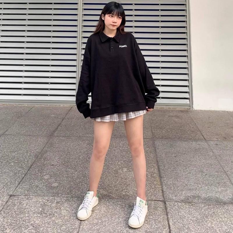 Áo sweater tay dài form rộng POLO FOMO ulzzang (ẢNH THẬT