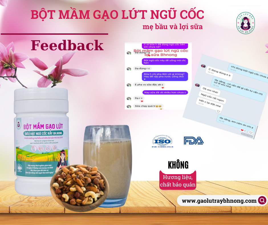 Bột mầm gạo lứt ngũ cốc (mẹ bầu và lợi sữa) Hộp 500g – Cô gái BH.NÔNG