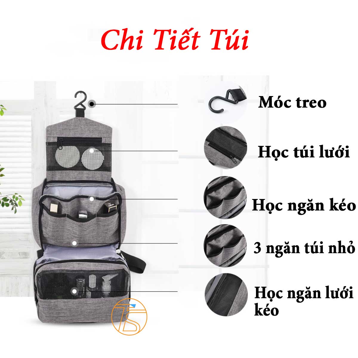 Túi đựng mỹ phẩm nhỏ gọn đi du lịch công tác theo phong cách Hàn Quốc bằng vải chống thấm nước