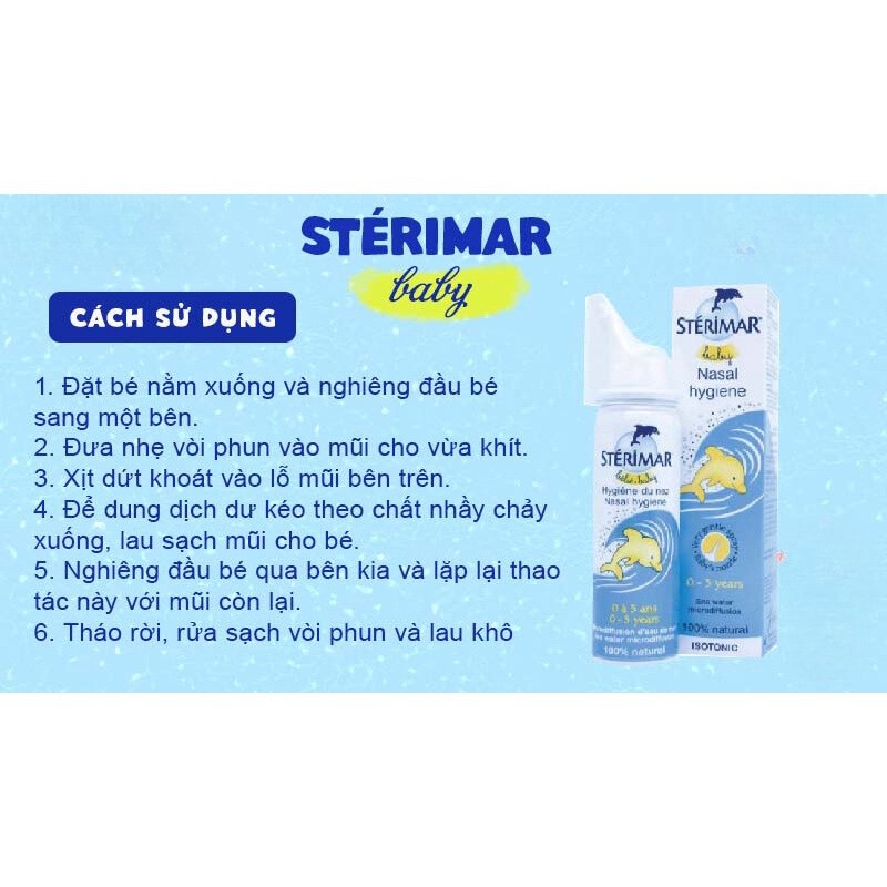 Xịt muối biển Sterimar cá heo nội địa Pháp 100ml giúp thông mũi, chống sưng đỏ