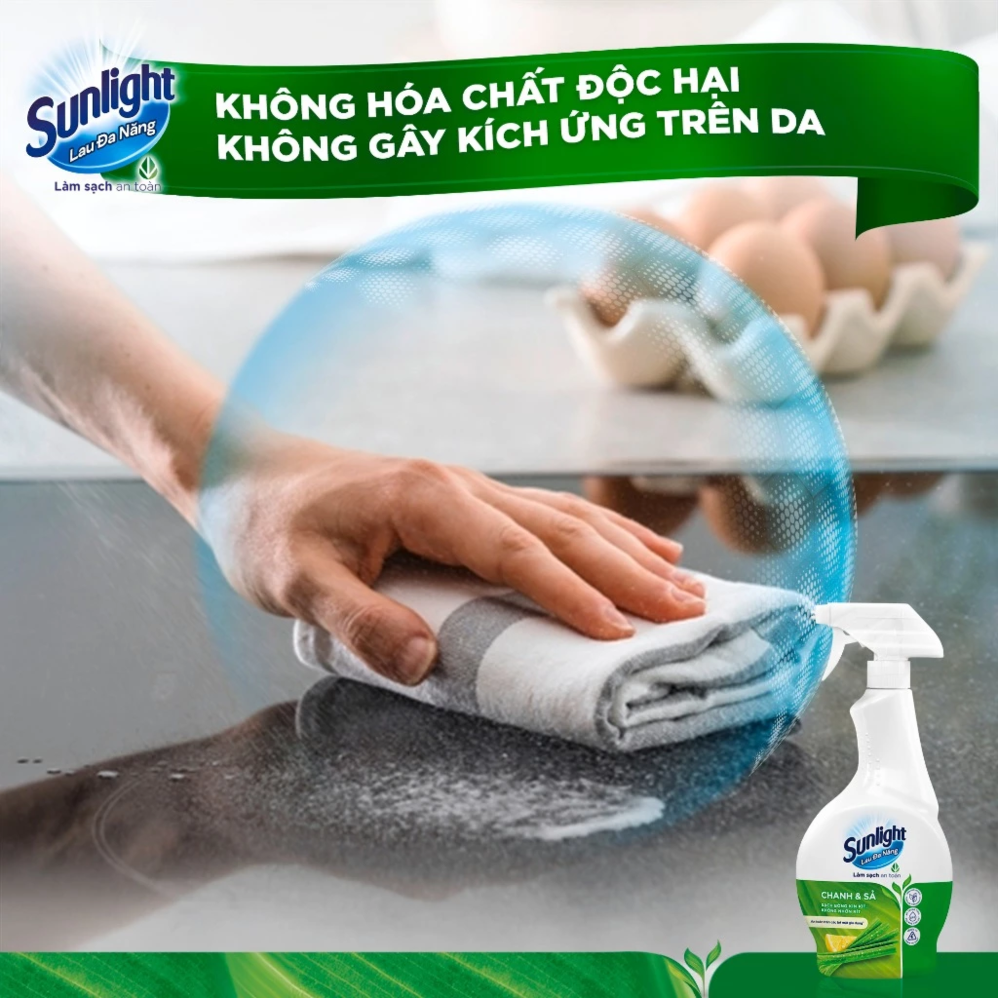 Combo 2 Chai Nước Lau Đa Năng Sunlight Chanh &amp; Sả Phiên Bản Nâng Cấp Từ Cif Sạch Bóng Kin Kít, Không Nhờn Rít Chai 500ML
