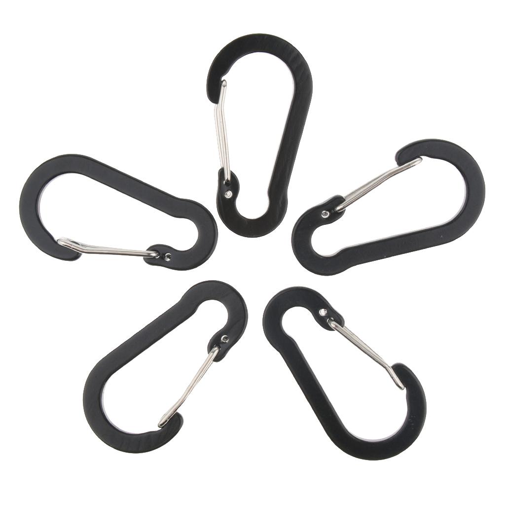 5pcs Key Chain Buckle Spring Snap Hook Outdoor Clip Water Bottle Hook Black