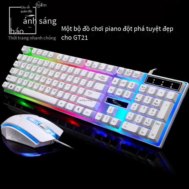 Phong Cách Mới Nhất Đuổi Theo Ánh Sáng Da Báo G21 Có Dây USB Phát Sáng Phím Chuột Máy Tính Người Thao Túng Cảm Thấy Đèn Nền Bàn Phím Chuột Cài Đặt