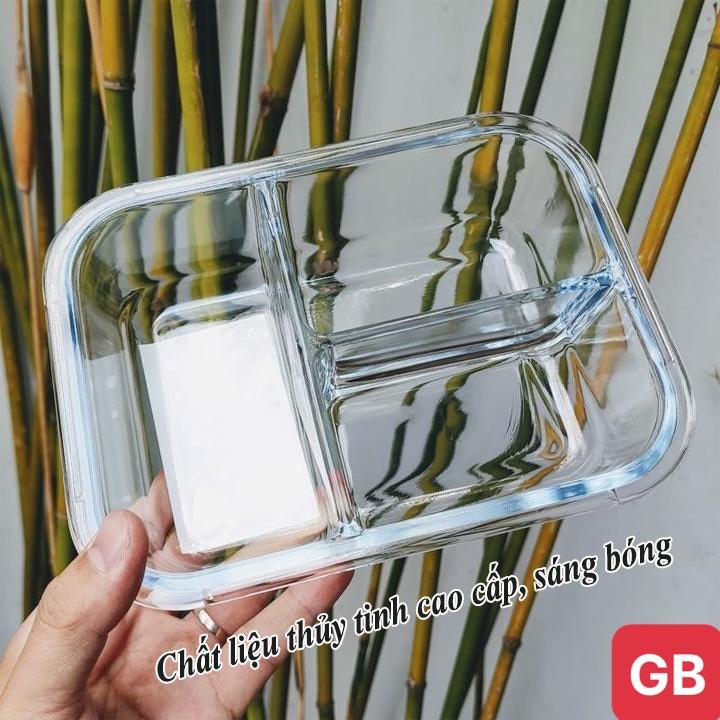Hộp Đựng Cơm 3 Ngăn, Hộp Đựng Thức Ăn Thủy Tinh Cường Lực Chịu Nhiệt Tốt, An Toàn Cho Sức Khỏe