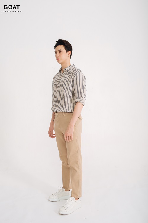 Áo Sơ Mi Sọc Linen Dài Tay Nam GOAT MENSWEAR