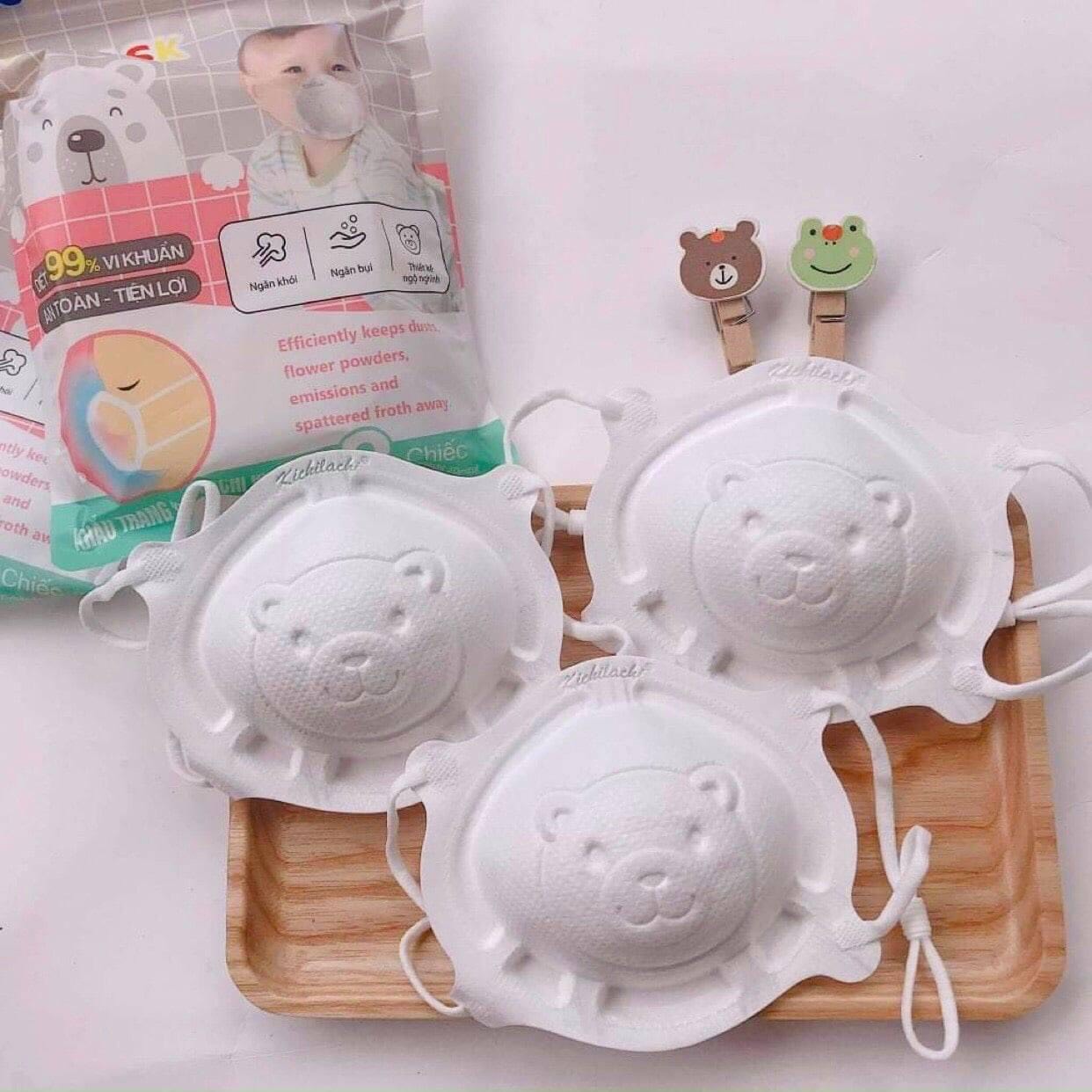 Khẩu Trang Gấu Cho Bé Sơ Sinh Set 3 Siêu Cute Cho Trẻ Từ 0-3 Tuổi