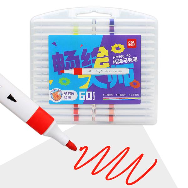 Hộp 60 Bút Màu Acrylic Marker - Deli HM166-60