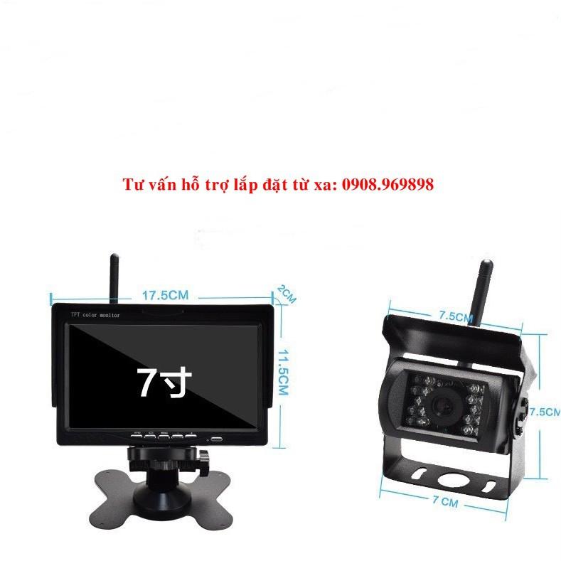 Bộ camera lùi và màn hình 7inch không dây cho xe tải, xe khách, xe container...