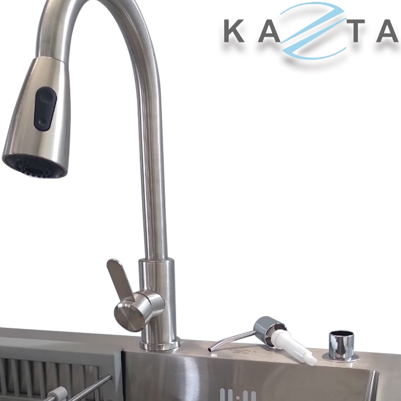Combo Chậu Rửa Chén Bát Cao Cấp KAZTA KZ-CB6045DR Inox Gồm: Chậu Rửa Chén, Vòi rửa Chén Nóng Lạnh Và Phụ Kiện Kèm Theo