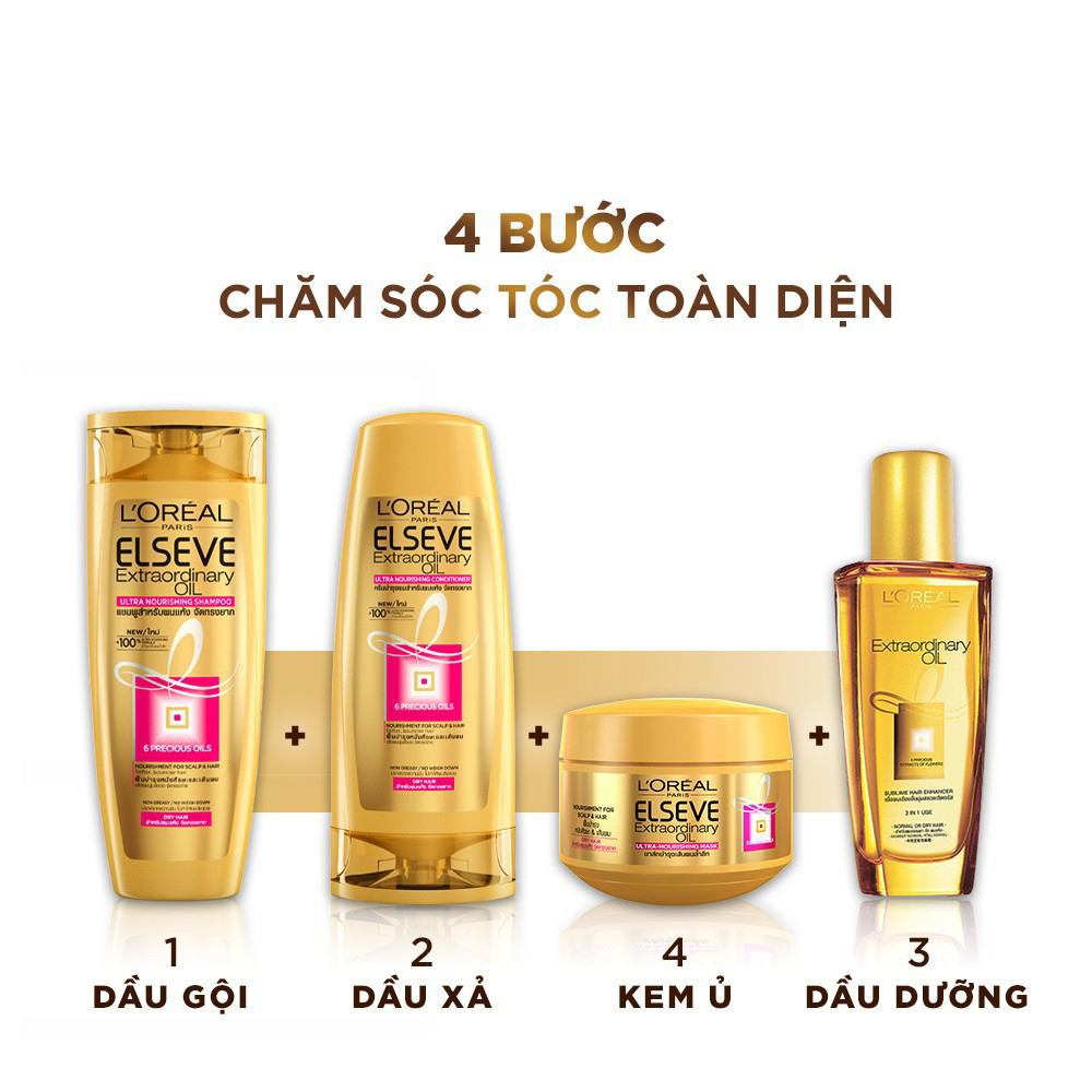 Dầu gội chiết xuất tinh dầu hoa tự nhiên L'Oreal Paris Elseve Extraordinary Oil Ultra Nourishing 650ml/330ml