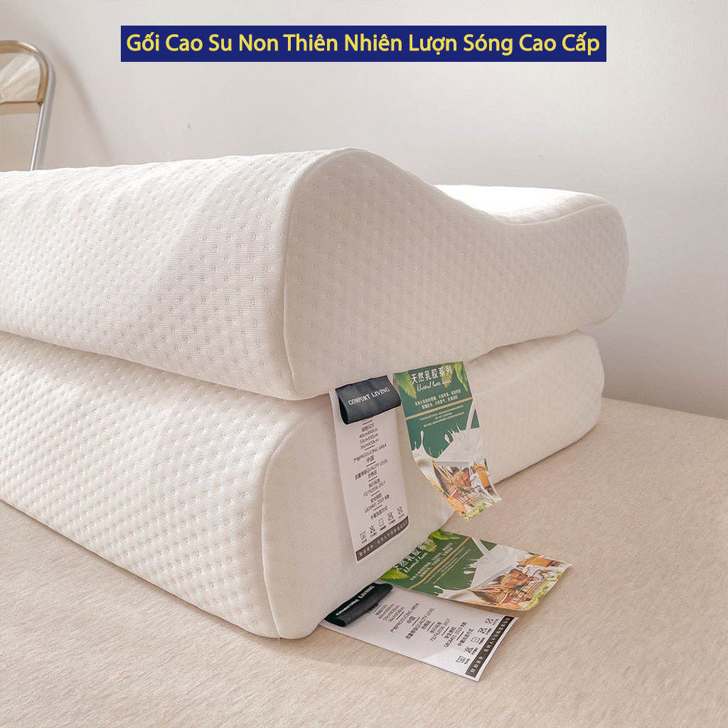 Gối Cao Su Non Tự Nhiên Lượn Sóng Không Áp Suất Người Lớn Chống Đau Cổ Vai Gáy