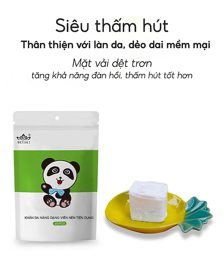 10 Viên Khăn Nén Beyaki Du Lịch Hoặc Công Tác Vải Bông Dày Dặn Êm Mịn 24x40 cm