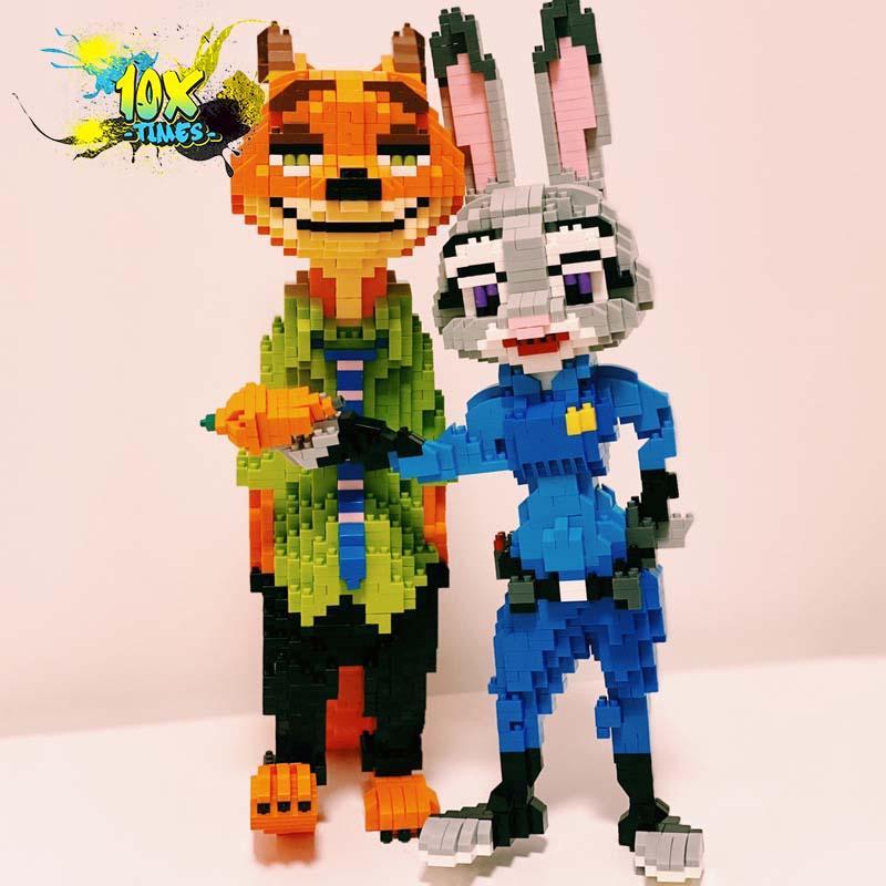 size 42 cm) mô hình lắp ráp 3d thỏ Juddy Hopps và cáo Nick dễ thương - set cáo thỏ 1