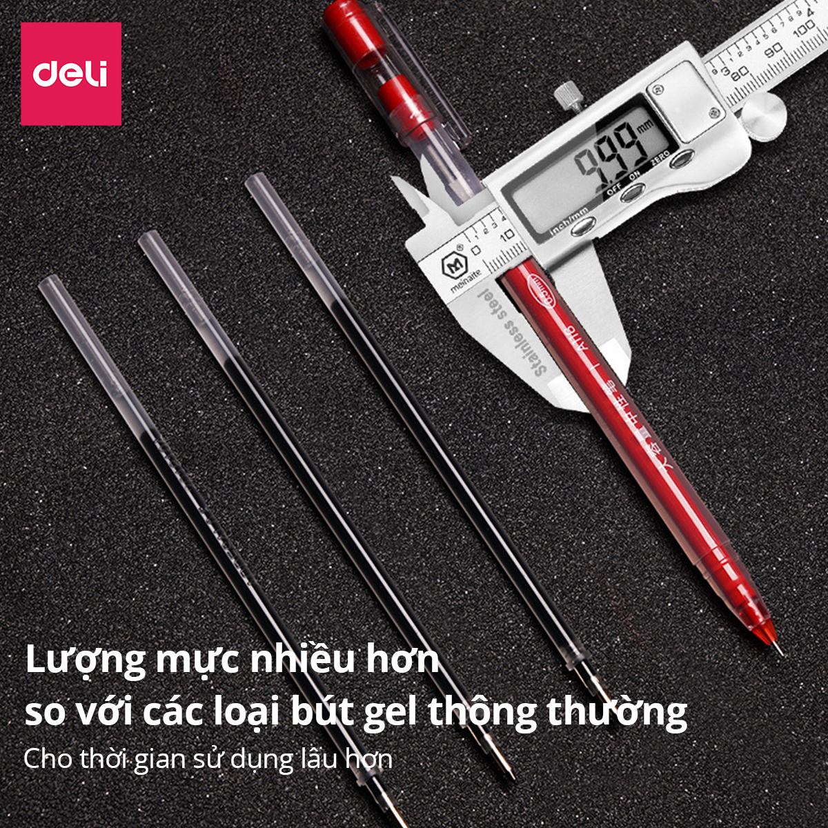 Bút gel 0.5mm Deli nhiều màu lựa chọn - Bút bi nước - 1 chiếc - Mực đỏ / Xanh / Đen - A116